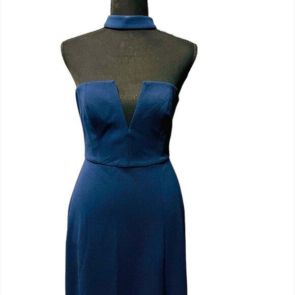 BCBGMAXAZRIA Dark Navy Elias Collar Detail Gown (NWT) - Picture 4 of 8